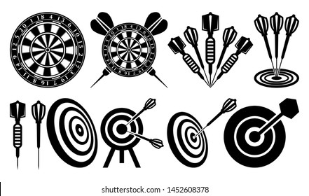 Target Icon | Dartboard and Dart Bundle Vector Illustration Silhouette