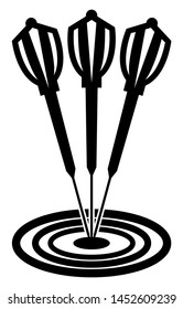 Target Icon | Dartboard and Dart Vector Illustration Silhouette