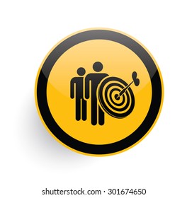 Target icon design on yellow button background,clean vector
