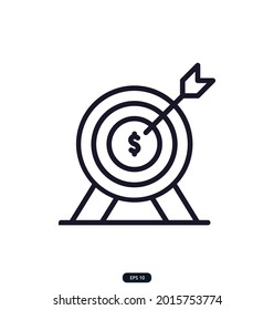 target Icon. Finance Icons. Money Related Vector Line Icons. Contains such Icons as Wallet, bank, Bundle of Money, Hand with a Coin, and more.  eps 10