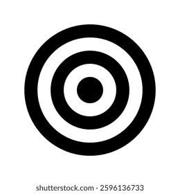 Target icon. Flat archery target with concentric black rings. Abstract vector illustration.