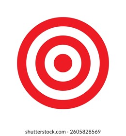 Target icon. Flat archery target with concentric red rings. Abstract vector illustration.
