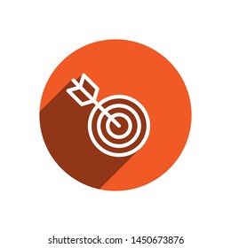 Target icon in flat design. Arrow, business goal, focus, success icon. Business and financial goals conecpt