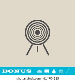 Target icon flat. Grey pictogram on light background. Vector illustration symbol and bonus button real estate, ottoman, vase, tv, fishing rod