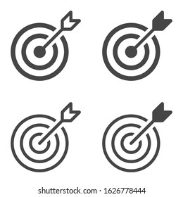 Target Icon in flat and outline style isolated on white background. Target icons. Aim symbol for your web site design, logo, app, UI. Vector illustration, EPS10.