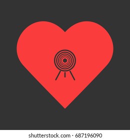 Target icon flat. Simple pictogram on heart background. Vector illustration symbol