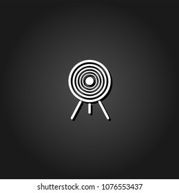 Target icon flat. Simple White pictogram on black background with shadow. Vector illustration symbol