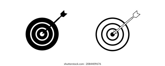 Zielsymbol im flachen Stil. Aim-Symbol einzeln auf weißem Hintergrund. Einfache abstrakte Zeichenkombination auf Schwarz. Vektorgrafik für Grafikdesign, Website , Benutzeroberfläche, mobile Aufnahmen.