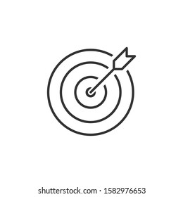 Target icon in flat style. Darts game vector illustration on white isolated background. Aim arrow business concept.