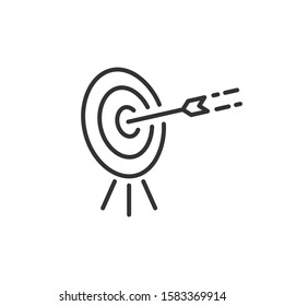 Target icon in flat style. Darts game vector illustration on white isolated background. Aim arrow business concept.