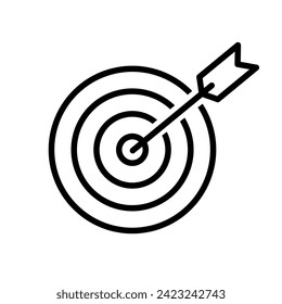 Target icon in flat style. Darts game vector illustration on white isolated background. Aim arrow business concept.
