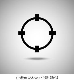 Target icon. Flat style. Grey background. Symbol for web design and mobile. Vector illustration.