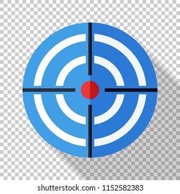 Target icon in flat style with a long shadow on transparent background