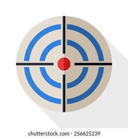 Target icon in flat style with long shadow on white background