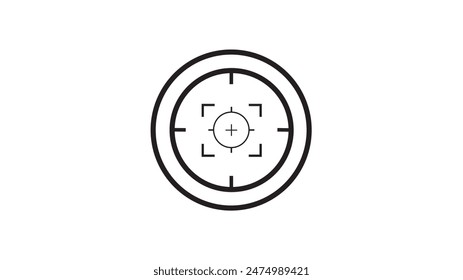 Target icon, Focus line icon. Outline camera focus lens symbol vector isolated on white background.