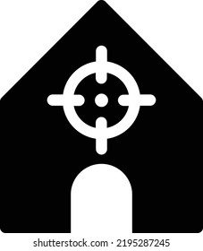 Zielsymbol mit glyph-Stil, Handelszeichen der Bauwirtschaft und Symbol einzeln auf weißem Hintergrund