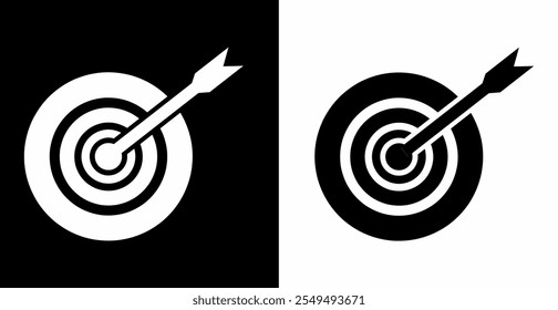 Target icon, goal, dart, arrow, objective, success, background, board, dartboard, concept, isolated, win, game, business, marketing, flat, design, bullseye, illustration, white, sport, circle, sign, 