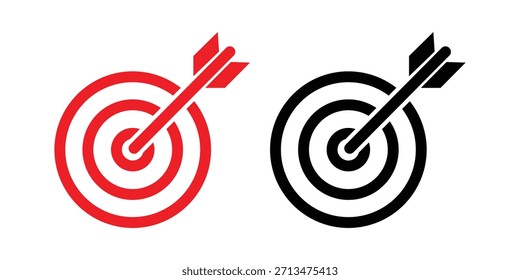Ziel-Symbol. Zielsymbolsatz. Isolierte Zielvektorgruppe. Linienzielsymbol. Dart-Linie. Zielzeichen. Vektor