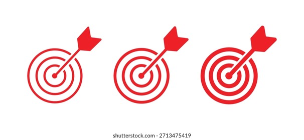 Ziel-Symbol. Zielsymbolsatz. Isolierte Zielvektorgruppe. Linienzielsymbol. Dart-Linie. Zielzeichen. Vektor