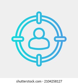 Icono de destino en el estilo de gradiente sobre medios sociales, uso para presentación de aplicaciones móviles del sitio web