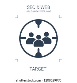target icon. high quality filled target icon on white background. from seo web collection flat trendy vector target symbol. use for web and mobile