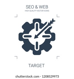 target icon. high quality filled target icon on white background. from seo web collection flat trendy vector target symbol. use for web and mobile