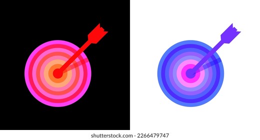 Diseño de ilustración de icono de destino. Flecha en el blanco con sombra.
