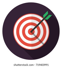 Target icon. Illustration in flat style. Round icon with long shadow.