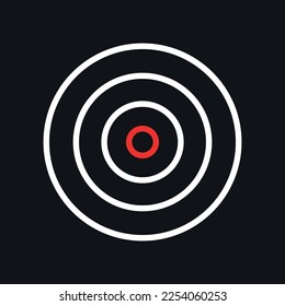 Target icon isolated on black background. Flat design. Symbol for web site and app ui. Vector illustration. eps10