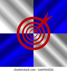 Target icon isolated on a blue-gray background in a cell. Modern contour style. Vector illustration.