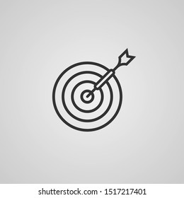 Target Icon isolated on gray background. Modern contour style. Vector illustration.