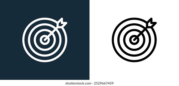 target icon isolated on white and black colors. target outline linear vector icon from business and finance collection for mobile apps, web and ui.
