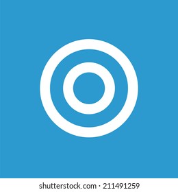 target icon, isolated, white on the blue background. Exclusive Symbols 
