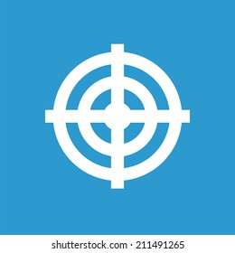 target icon, isolated, white on the blue background. Exclusive Symbols 