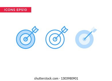 target icon in line, outline, filled outline and flat design style isolated on white background. vector eps10