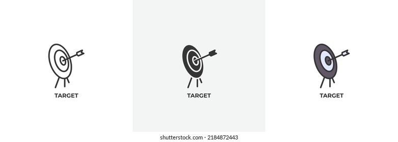 target icon. Line, solid and filled outline colorful version, outline and filled vector sign. Idea Symbol, logo illustration. Vector graphics