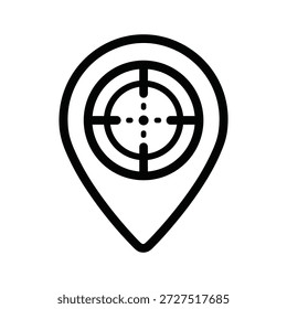 Icono de destino con un pin de ubicación que simboliza la navegación y la dirección