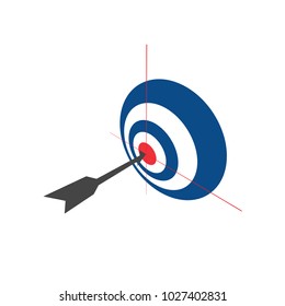 Target icon logo design for business or sport with arrow symbol. Goal Logo, element for web, mobile or print.