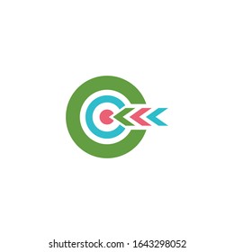 Target icon logo design for business or sport with arrow symbol. Goal Logo.