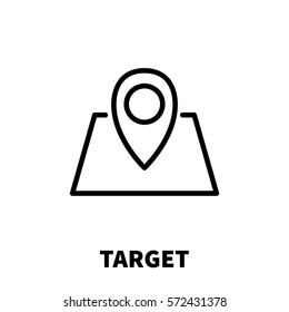 Target icon or logo in modern line style. High quality black outline pictogram for web site design and mobile apps. Vector illustration on a white background.