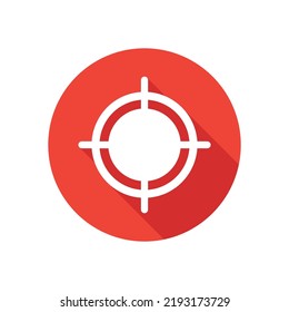 Target icon with long shadow effect. Vector illustration.