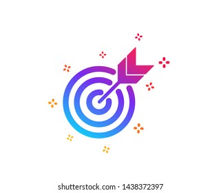 Target icon. Marketing targeting strategy symbol. Aim with arrows sign. Dynamic shapes. Gradient design target icon. Classic style. Vector