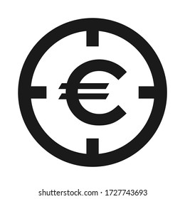 Target icon with money symbol for website etc. Web flat button, vector illustration