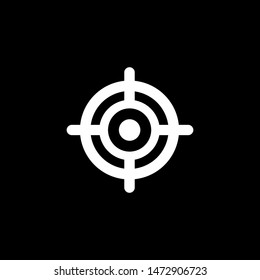 Target Icon On Black Background. Black Flat Style Vector Illustration