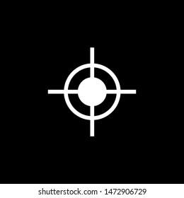Target Icon On Black Background. Black Flat Style Vector Illustration