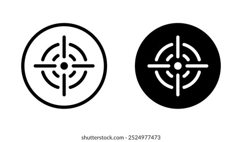 Target icon on black circle. Aim sign symbol