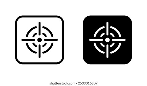 Target icon on black square. Aim sign symbol
