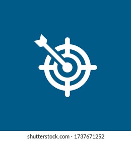Zielbild auf blauem Hintergrund. Blauer Flachstil Vector Illustration.