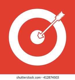 Target icon on red background.