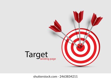 Target Icon on Transparent Background. Target landing page, banner business 3d icon. Vector illustration